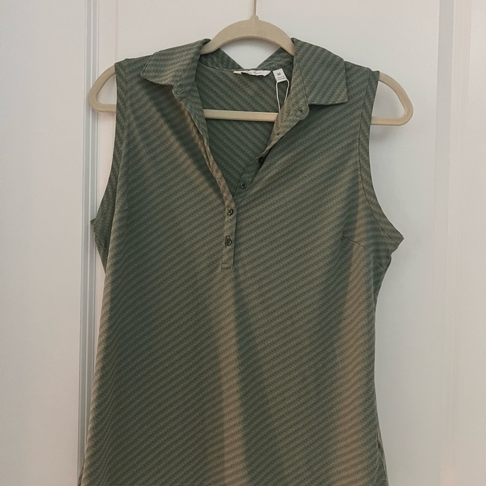 Lady Hagen Sleeveless Polo Tank in Olive Green